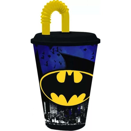Batman Szívószálas pohár, műanyag 430 ml BPA Mentes