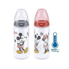 Nuk Baba tanuló itatópohár, cumisüveg Disney Mickey hőmérséklet jelzővel 300 ml szürke