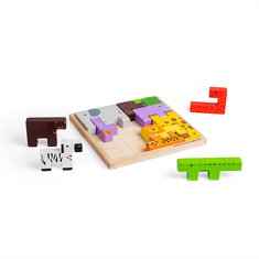 Bigjigs Toys Fából készült puzzle blokkok szafari állatokkal