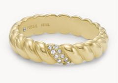 Fossil Elegáns aranyozott gyűrű kristályokkal Vintage Twist JF04171710 (Kerület 53 mm)