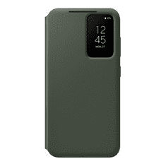 SAMSUNG Galaxy S23 SM-S911, Oldalra nyíló tok, hívás mutatóval, kártyatartóval, Smart View Wallet, sötétzöld, gyári (RS136001)