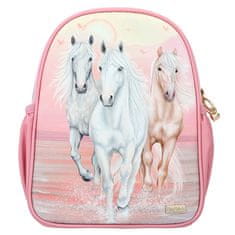 Miss Melody hátizsák, Rózsaszín + pasztell színek, 3 ló fut át a vízen