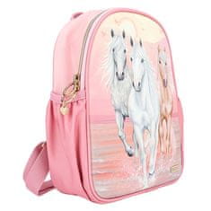 Miss Melody hátizsák, Rózsaszín + pasztell színek, 3 ló fut át a vízen