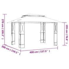 Vidaxl antracitszürke acél pavilon tetővel 400 x 300 x 270 m 360142