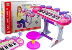 Lean-toys Orgona Pianinko Mikrofon szék USB portok Rózsaszín