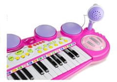 Lean-toys Orgona Pianinko Mikrofon szék USB portok Rózsaszín