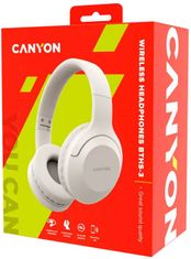 Canyon headset BTHS-3, USB-C, BT V5.1 JL6956, 300mAh akkumulátor akár 15 óra, 20Hz-20KHz, bézs (elefántcsont)