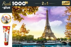 Trefl 2 az 1-ben puzzle készlet Párizs, Franciaország 1000 darabos, ragasztóval