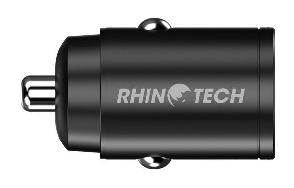 autós töltő autós töltőadapter Rhinotech Mini USB-C USB-A port 30 W fekete RTACC324 laptop táblagép mobiltelefon