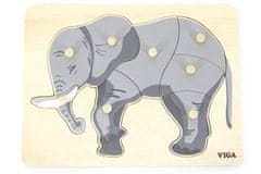 Viga Fából készült Montessori puzzle - elefánt