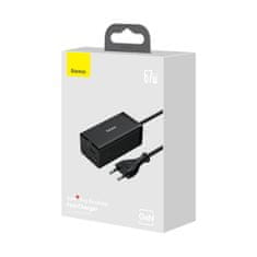 BASEUS GaN5 Pro gyorstöltő asztali adapter 2x USB-C + USB-A + HDMI 67W 1,5m kábel CCGP110201, fekete