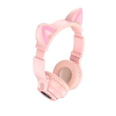 Borofone BO18 bluetooth fülhallgató macskafüllel, rózsaszín