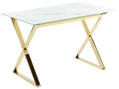 Beliani Fehér és arany márványhatású étkezőasztal 120 x 70 cm ATTICA
