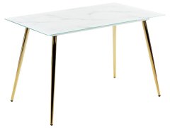 Beliani Fehér és arany márványhatású étkezőasztal 120 x 70 cm MULGA