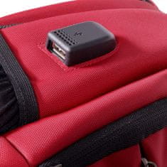 TOO Lopásbiztos, USB portos notebook hátizsák 15,6", piros/fekete