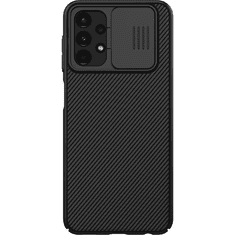 Nillkin Samsung Galaxy A13 4G SM-A135F / A137F, Műanyag hátlap védőtok, közepesen ütésálló, kamera védelem, csíkos minta, CamShield, fekete (G115620)