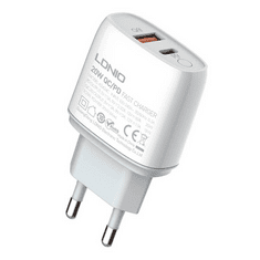 LDNIO A2424C USB-A + USB-C PD + QC3.0 hálózati töltő 20W + USB-C kábel fehér (5905316144453)