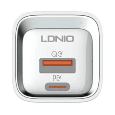 LDNIO A2318C USB-A + USB-C PD + QC3.0 hálózati töltő 20W + USB-C - USB-C kábel fehér (5905316141919)