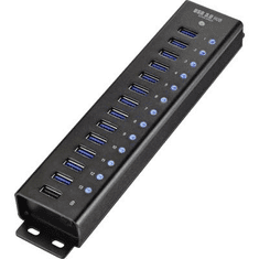 Renkforce 13+1 portos USB hub, alumínium, gyorstöltővel, falra szerelhető, (RF-3897144)