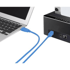 Renkforce USB 3.0 csatlakozókábel, 1x USB 3.0 dugó A - 1x USB 3.0 dugó B, 1,8 m, kék, aranyozott, (RF-4260504)