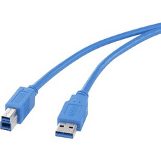 Renkforce USB 3.0 csatlakozókábel, 1x USB 3.0 dugó A - 1x USB 3.0 dugó B, 0,5 m, kék, aranyozott, renkforce