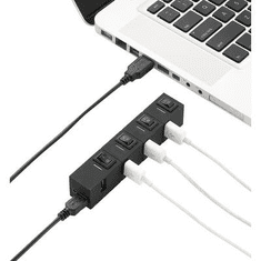Renkforce USB 2.0 hub, külön kapcsolható, státusz LED, fekete, (RF-4826307)