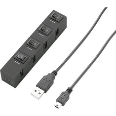 Renkforce USB 2.0 hub, külön kapcsolható, státusz LED, fekete, (RF-4826307)