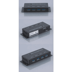 Renkforce 4 portos USB 3.0 hub, fém ház, falra szerelhető, fekete, (RF-3984134)