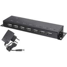 Renkforce 7 port USB 2.0 hub, fém ház, falra szerelhető, fekete, (RF-4791678)