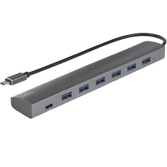 Renkforce 6+1 port USB 3.1 hub Pass-Through áramcsatlakozóval, Alumínium házzal Ezüst (RF-3374946)