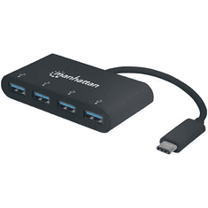 Manhattan USB elosztó UB 4 port USB 3.1 "SuperSpeed USB 3.1 Type-C Hub" fekete (162746)
