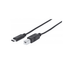 Manhattan USB 2.0 Type B - USB Type-C (USB-C) M/M 1m kábel fekete (353304) (353304)