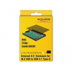 DELOCK M.2 külső SSD ház fekete (42609) (42609)