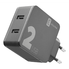 CellularLine hálózati töltő 2 USB aljzat (5V / 2400 mA, 24W) FEKETE (ACHUSB224WK) (ACHUSB224WK)
