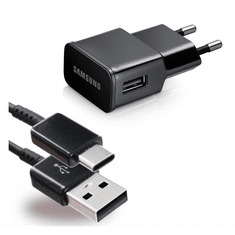 SAMSUNG hálózati töltő USB aljzat (15W, 5V / 2000 mA, gyorstöltés támogatás + EP-DG950CBE Type-C kábel) FEKETE (EP-TA20EBECG) (EP-TA20EBECG)