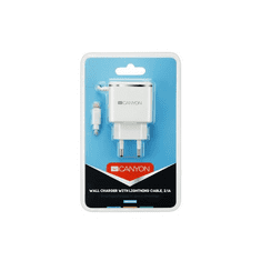 Canyon CNE-CHA043WS USB-s hálózati töltő fehér (CNE-CHA043WS)