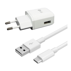 LG hálózati töltő USB aljzat (5V / 1800mA + EAD63849204 Type-C kábel) FEHÉR (MCS-H05ED/ MCS-H06EA / MCS-H06EP) (MCS-H05ED/ MCS-H06EA / MCS-H06EP)
