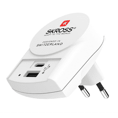 Skross hálózati töltő USB aljzat / Type-C aljzat (5V / 3000mA, gyorstöltés támogatás) FEHÉR (1.302423) (1.302423)