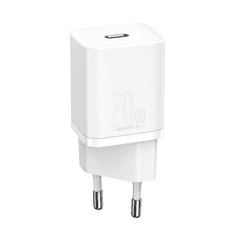 BASEUS Super Si 1C gyorstöltő adapter 20W + USB-C - Lightning töltőkábel 1m fehér (TZCCSUP-B02) (TZCCSUP-B02)