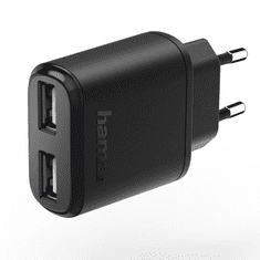 Hama 123544 hálózati töltő dupla USB "Auto Detect" 2,4A fekete (hama123544)
