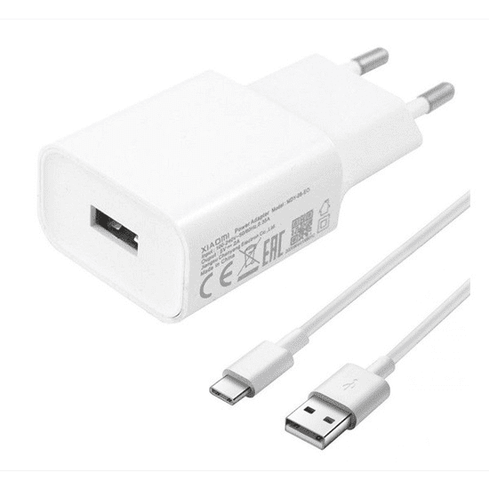 Xiaomi hálózati töltő USB aljzat (5V / 2000mA, gyorstöltés támogatás + Type-C kábel) FEHÉR (MDY-08-EO_TYPEC) (MDY-08-EO_TYPEC)