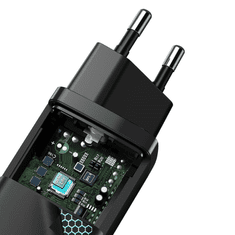 BASEUS GaN2 Lite fali töltő USB-A + USB-C 65 W fekete (CCGAN2L-B01) (CCGAN2L-B01)
