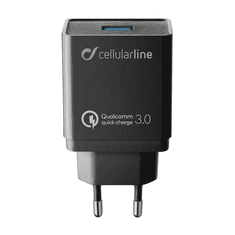 CellularLine hálózati töltő USB aljzat (5V / 3000 mA, 18W, PD gyorstöltés támogatás) FEKETE (ACHHUUSBQCK) (ACHHUUSBQCK)
