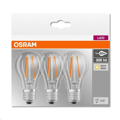 Osram BASE Clas LED fényforrás E27 6.5W Körte hideg fehér filament (3db) (4058075819535) (4058075819535)