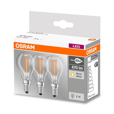 Osram BASE Clas LED fényforrás E14 4W Kisgömb meleg fehér filament (3db) (4058075819337) (4058075819337)