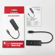 AXAGON HUE-M1C USB3.2 Type-C Hub 4-port metal black (HUE-M1C)