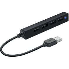SPEED-LINK SL-140000-BK SNAPPY SLIM USB Hub, 4-Port, USB 2.0, Passzív, fekete (SL-140000-BK)