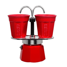 BIALETTI mini Express 2 személyes kávéfőző ajándék szett piros (kávéfőző + 2 pohár) (6190) (mini Express 6190)