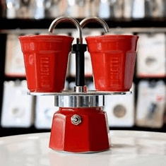 BIALETTI mini Express 2 személyes kávéfőző ajándék szett piros (kávéfőző + 2 pohár) (6190) (mini Express 6190)