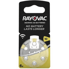 Rayovac ZA10 hallókészülék elem, cink-levegő, 1,4V, 105 mAh, 6 db, ZA10, PR70 (PR70)